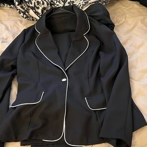SHEIN Black Blazer with White Trim